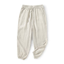 Women's Linen Trousers with Elastic Waist and Side Pockets