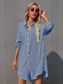 Chic Striped Women's Shirt Dress
