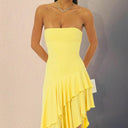 Chic Women's Asymmetrical Cocktail Dress with Ruffle Accents