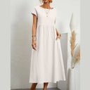 Women's Maxi Dress with Flowing Silhouette and Handy Pockets