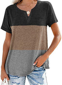 Color Block Women's T-Shirt with Neck Label