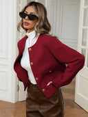 Chic Women's Short Blazer Jacket with Pocket Detail