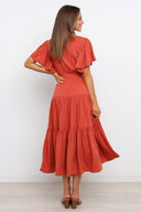 Women’s Maxi Dress: Deep V-Neck & Flowing Sleeves