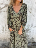 Chic Women's Maxi Dress with Deep V-Neck