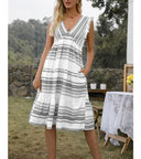 Women's Chic Ruffle Dress with Trendy Belt