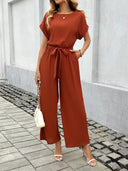 Chic Women's Wide-Leg Jumpsuit with Waist Knot