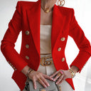 Chic Women's Blazer Jacket with Gold Button Accents