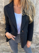 Chic Oversized Blazer Jacket with Deep V-Neck for Women