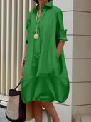 Chic Women's Shirt Dress with Wide Hem
