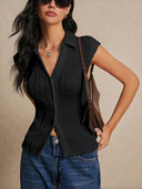 Chic Women's Foldable Blouse Top