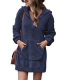 Cozy Hooded Fleece Dress with Zippered Pockets