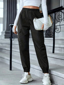Sporty Women's Cargo Pants with Elastic Waist and Utility Pockets