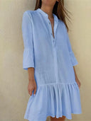 Chic Women's Ruffled Shirt Dress