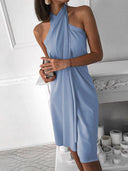 Chic Women's Halter Dress with Flowing Drapes