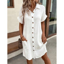 Chic Button-Up Shirt Dress with Pockets