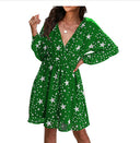 Women's V-Neck Star Pattern Dress for Effortless Style