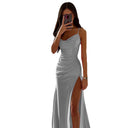 Chic Evening Dress with Ruching and High Split