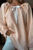 Chic Women's Blouse with Puff Sleeves & Tie Detail