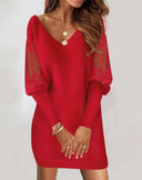 Chic Floral Dress with Sheer Sleeves