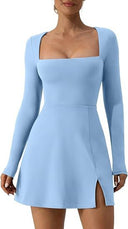 Chic Deep Neckline Mini Dress for Women