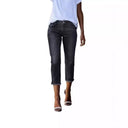 Trendy Women's 3/4 Jeans with Fringed Hem Design