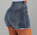 High-Waisted Frayed Hem Denim Shorts for Women