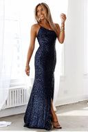 Stunning Sequin Evening Dress with High Split
