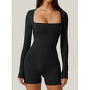Square Neck Long Sleeve Bodysuit for Women