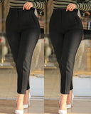 Chic High-Waisted Trousers with Pleated Design