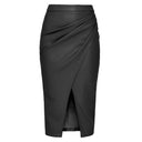 Chic Women’s Faux Leather Wrap Skirt with Stylish Slit