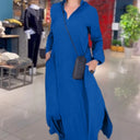 Chic Long Blouse Dress with Side Pockets