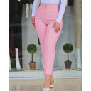 High-Waisted Slim Fit Women's Pants with Decorative Stitching