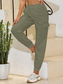 Women's Cargo Pants with Elastic Waist and Utility Pockets