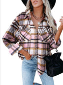 Chic Women's Checkered Blouse with Patch Pockets