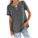 Stylish Women's T-Shirt with Button Accents and Relaxed Fit