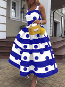 Chic Midi Dress with Textured Polka Dot and Flared Skirt