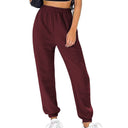 Textured Fabric Women's Pants with Elastic Waist