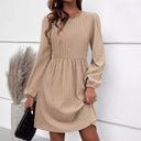 Chic Women's Long Sleeve Pleated Dress
