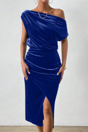 Off-Shoulder Midi Dress with Flowing Design