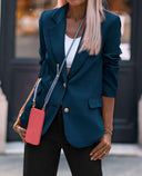 Chic Women's Blazer with Gold Buttons and Structured Fit
