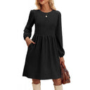 Chic Women's Long Sleeve Pleated Dress