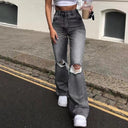 Chic Distressed Flared Jeans for Women