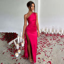 One-Shoulder Maxi Dress with High Slit for Women