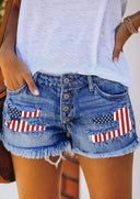 Trendy Vintage Denim Shorts with Americana Flair