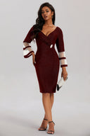 Glamorous Wrap Dress with Sheer Sleeves for Women