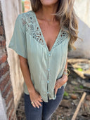 Lace-Collared Women's Blouse in Chic Design