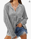 Chic Oversized Glimmering Blouse for Women