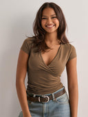 Stylish Women's V-Neck Fitted Top