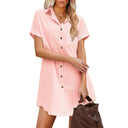 Chic Women's Shirt Dress with Button Accents and Patch Pocket