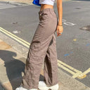 Chic Women's Wide-Cut Cargo Pants with Side Pockets